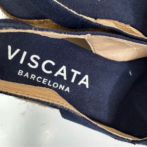 Viscata Calella Wedge Sandals Womens 36 Navy Blue Slingback Espadrilles - Picture 9 of 13